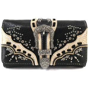 Studded Rhinestone Buckle Women Crossbody Wallet