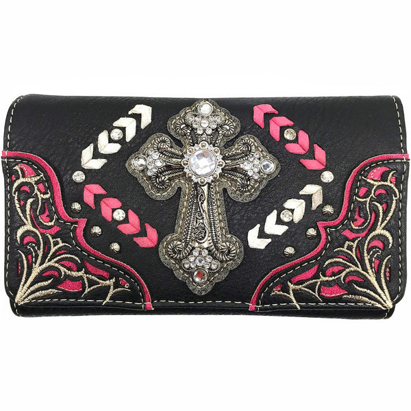 Western Cross Chevron Women's Crossbody Wallet