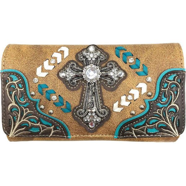 Western Cross Chevron Women's Crossbody Wallet