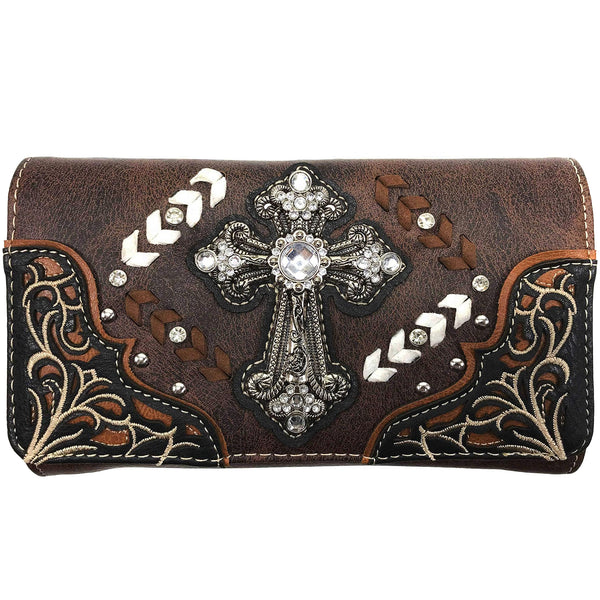 Western Cross Chevron Women's Crossbody Wallet