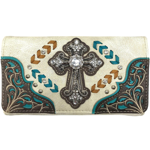 Western Cross Chevron Women's Crossbody Wallet