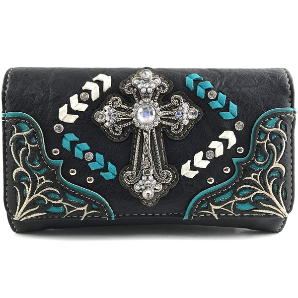 Western Cross Chevron Women's Crossbody Wallet