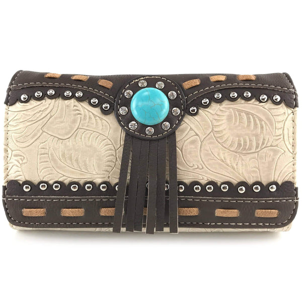 Turquoise Stone Western Women's Crossbody Wallet