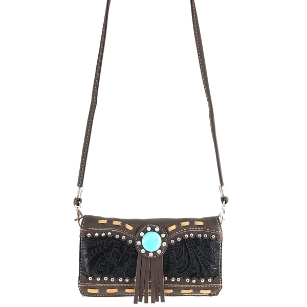 Turquoise Stone Western Women's Crossbody Wallet