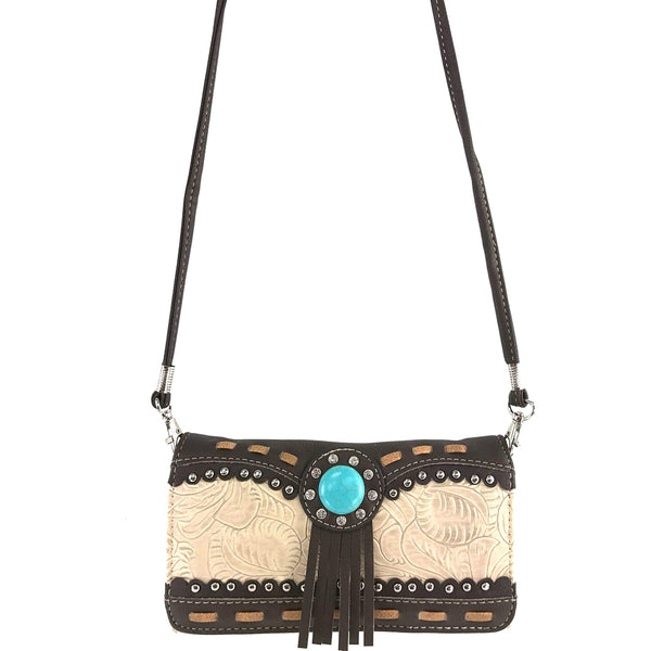 Turquoise Stone Western Women's Crossbody Wallet