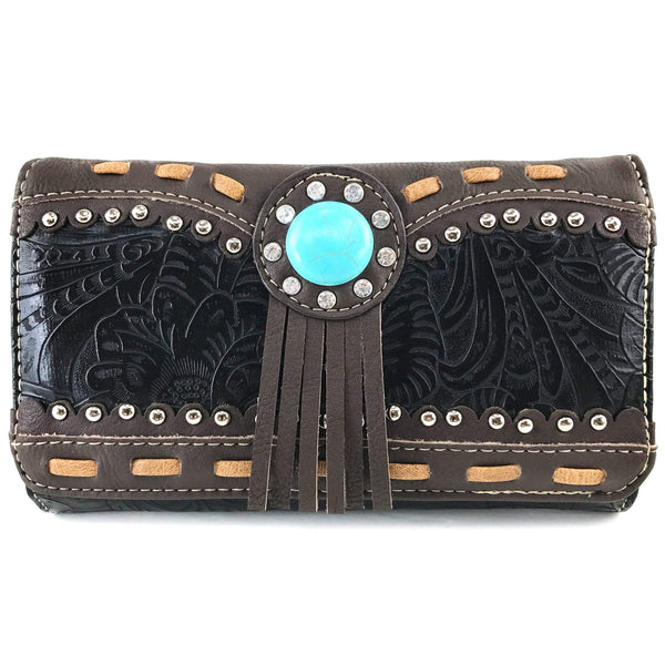 Turquoise Stone Western Women's Crossbody Wallet