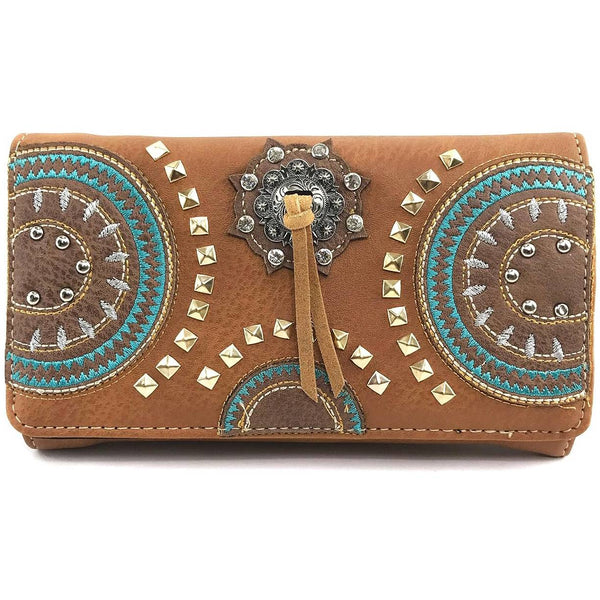 Medallion Concho Vintage Western Crossbody Wallet