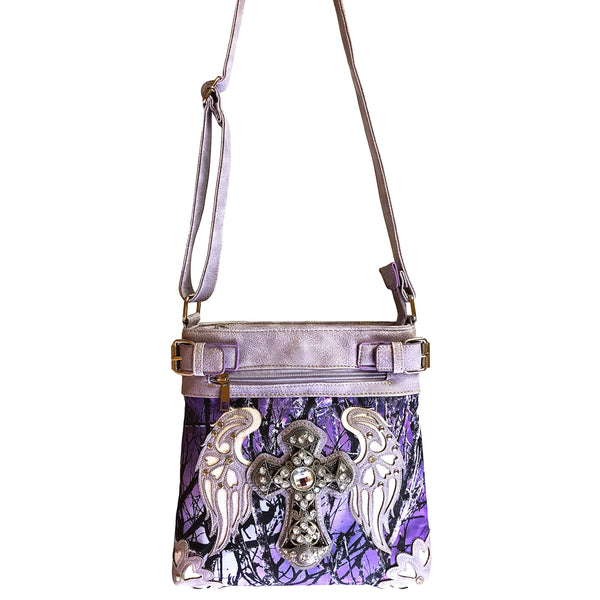 Cross Angel Wings Tree Camouflage Crossbody Bag