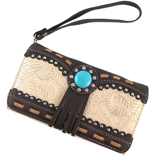 Turquoise Stone Western Women's Crossbody Wallet