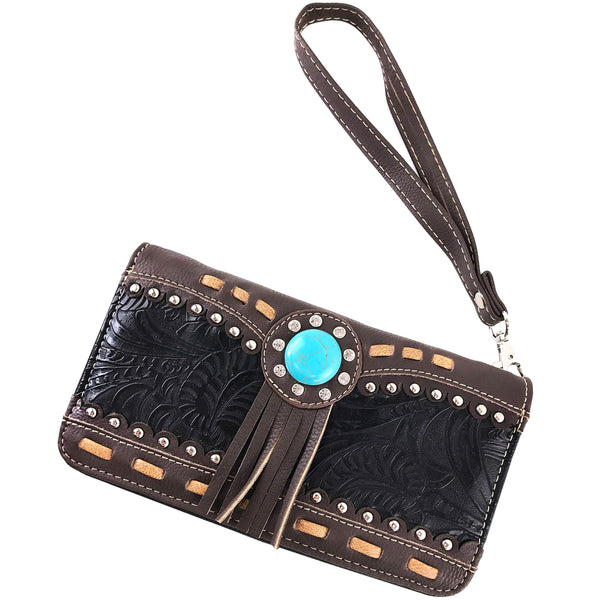 Turquoise Stone Western Women's Crossbody Wallet