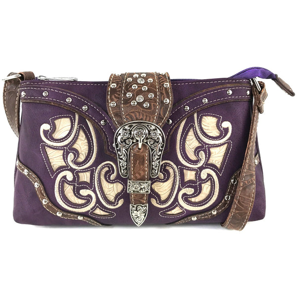 Western Floral Buckle Crossbody Pouch Bag