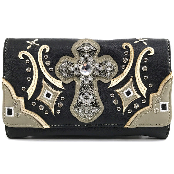 Rhinestone Cross Native Kite Western Crossbody Wallet