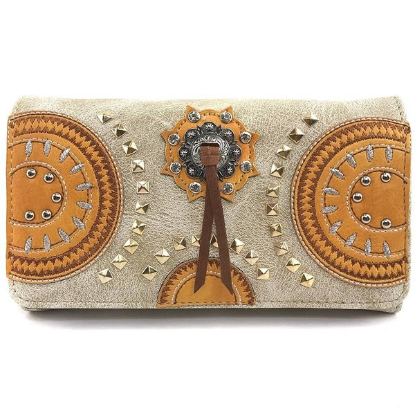 Medallion Concho Vintage Western Crossbody Wallet
