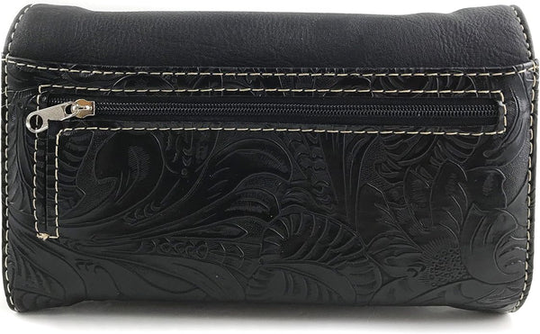 Western Concho Floral Crossbody Wallet