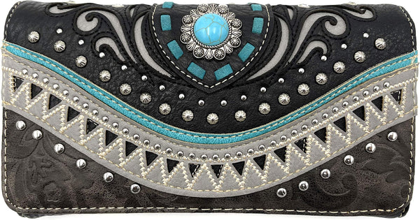Bella Pu Leather Fringe Western Crossbody Wallet