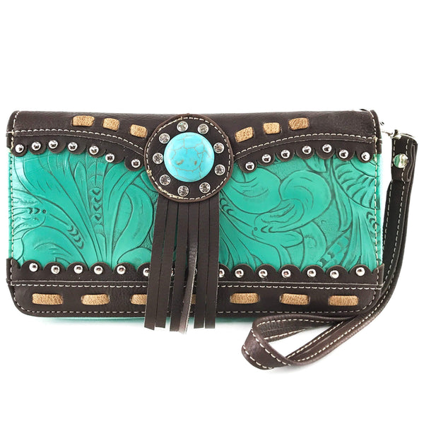 Turquoise Stone Western Women's Crossbody Wallet
