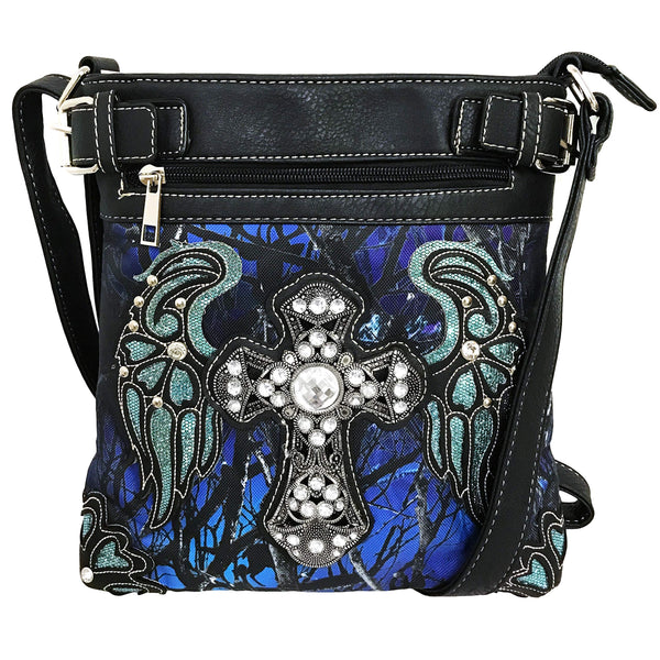 Cross Angel Wings Tree Camouflage Crossbody Bag
