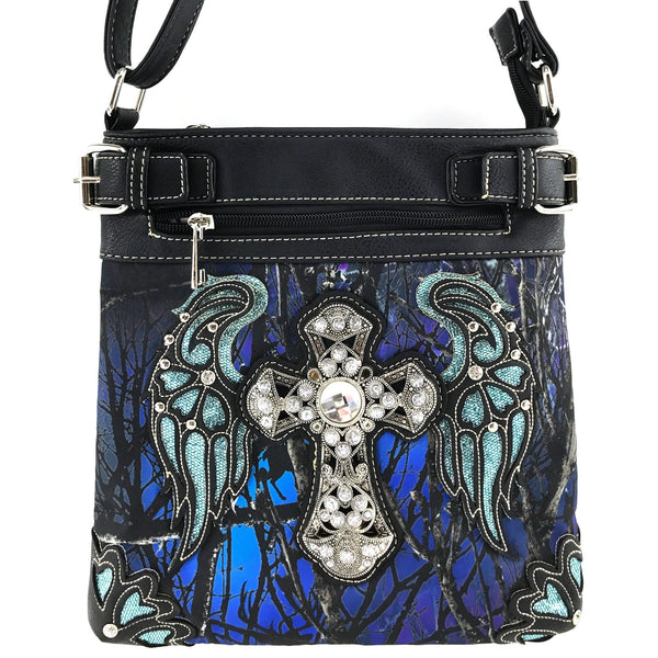 Cross Angel Wings Tree Camouflage Crossbody Bag
