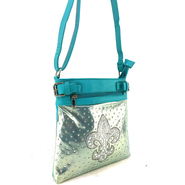 Fleur De Lis Crystal Crossbody Bag
