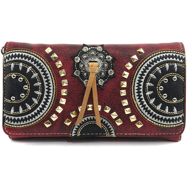 Medallion Concho Vintage Western Crossbody Wallet