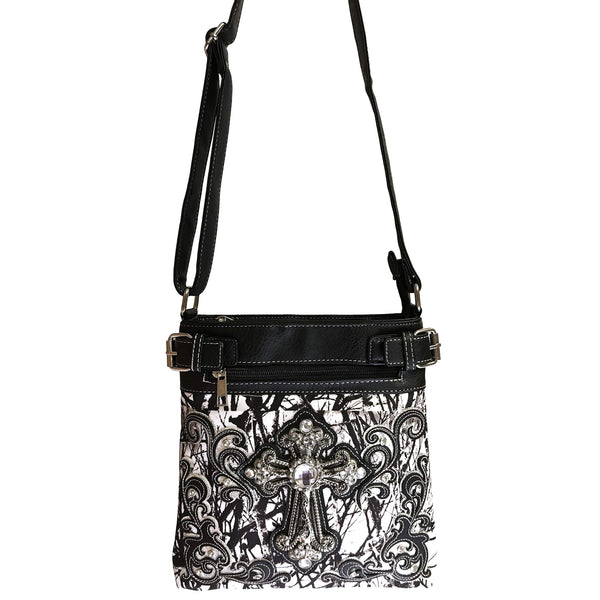 Rhinestone Cross Tree Camouflage Crossbody Bag