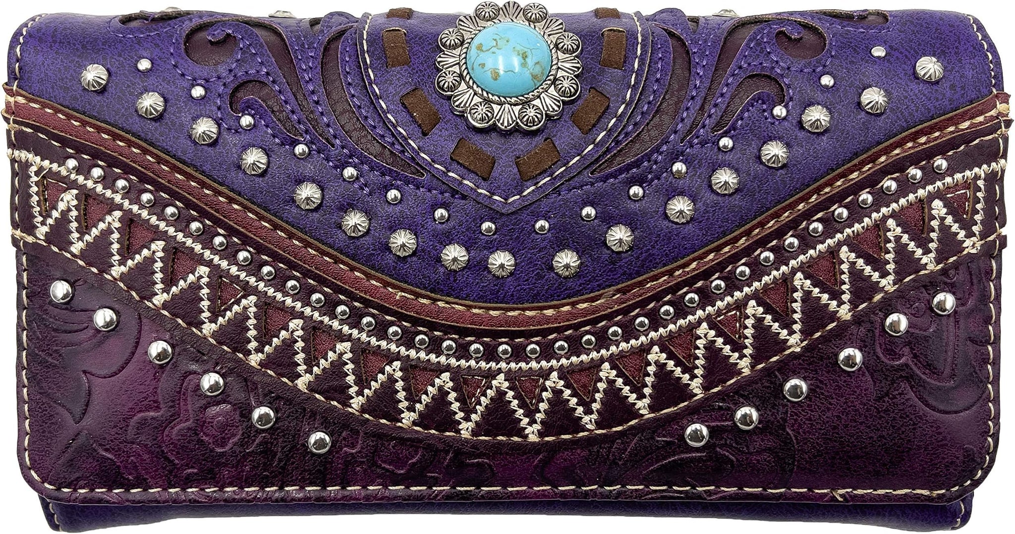 Bella Pu Leather Fringe Western Crossbody Wallet