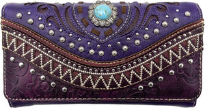 Bella Pu Leather Fringe Western Crossbody Wallet