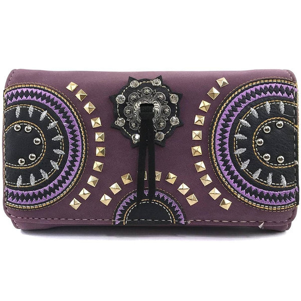 Medallion Concho Vintage Western Crossbody Wallet