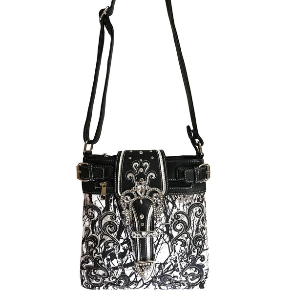 Rhinestone Buckle Branch Camouflage Crossbody Bag