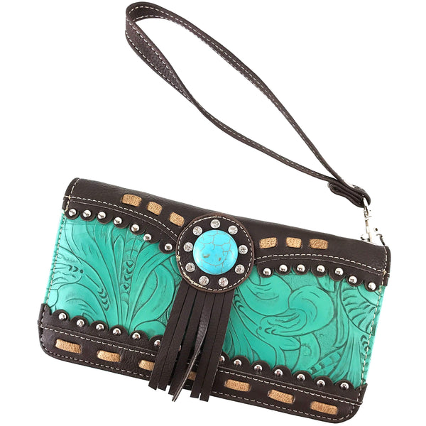Turquoise Stone Western Women's Crossbody Wallet