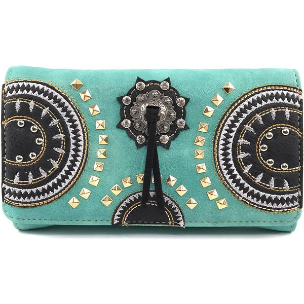 Medallion Concho Vintage Western Crossbody Wallet