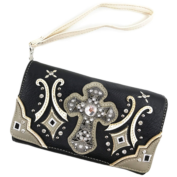 Rhinestone Cross Native Kite Western Crossbody Wallet