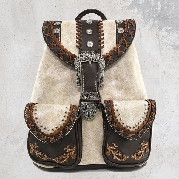 Western Leather Buckle Backpack