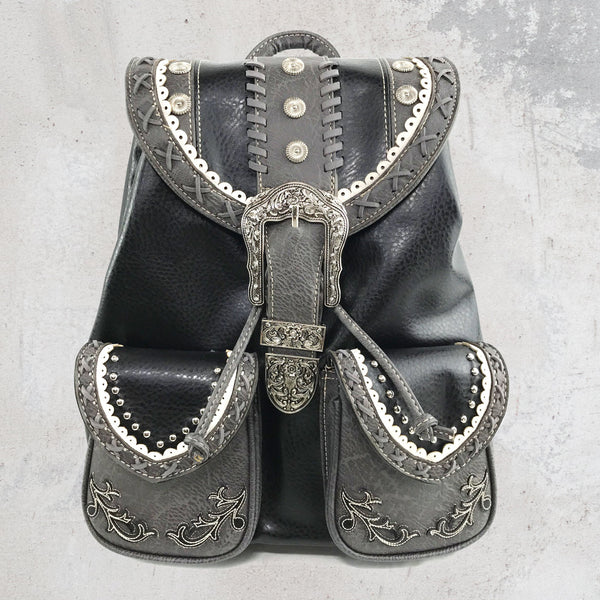 Western Leather Buckle Backpack