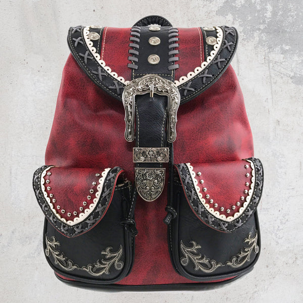 Western Leather Buckle Backpack