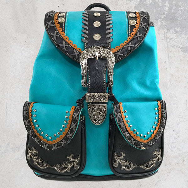 Western Leather Buckle Backpack