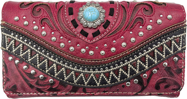 Bella Pu Leather Fringe Western Crossbody Wallet