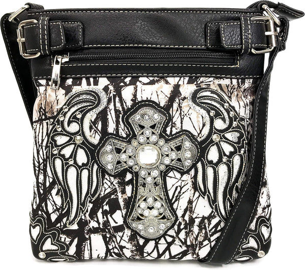 Cross Angel Wings Tree Camouflage Crossbody Bag