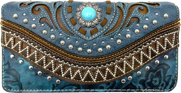 Bella Pu Leather Fringe Western Crossbody Wallet