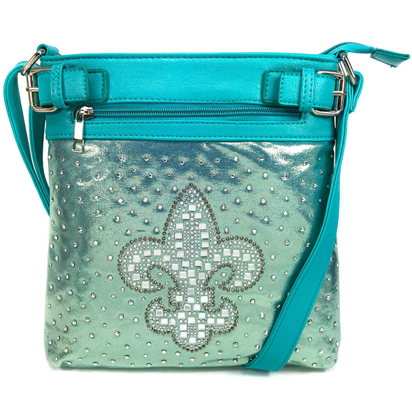 Fleur De Lis Crystal Crossbody Bag
