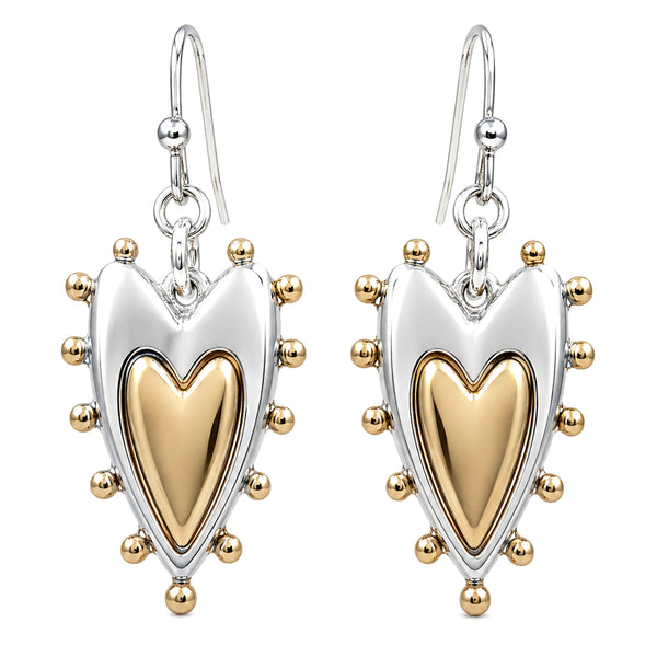 Silver Frame Heart Ball Earrings