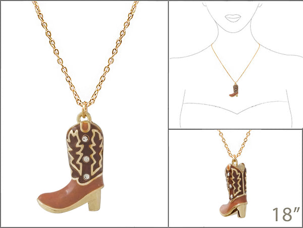 Western Boots Shaped Epoxy Necklace