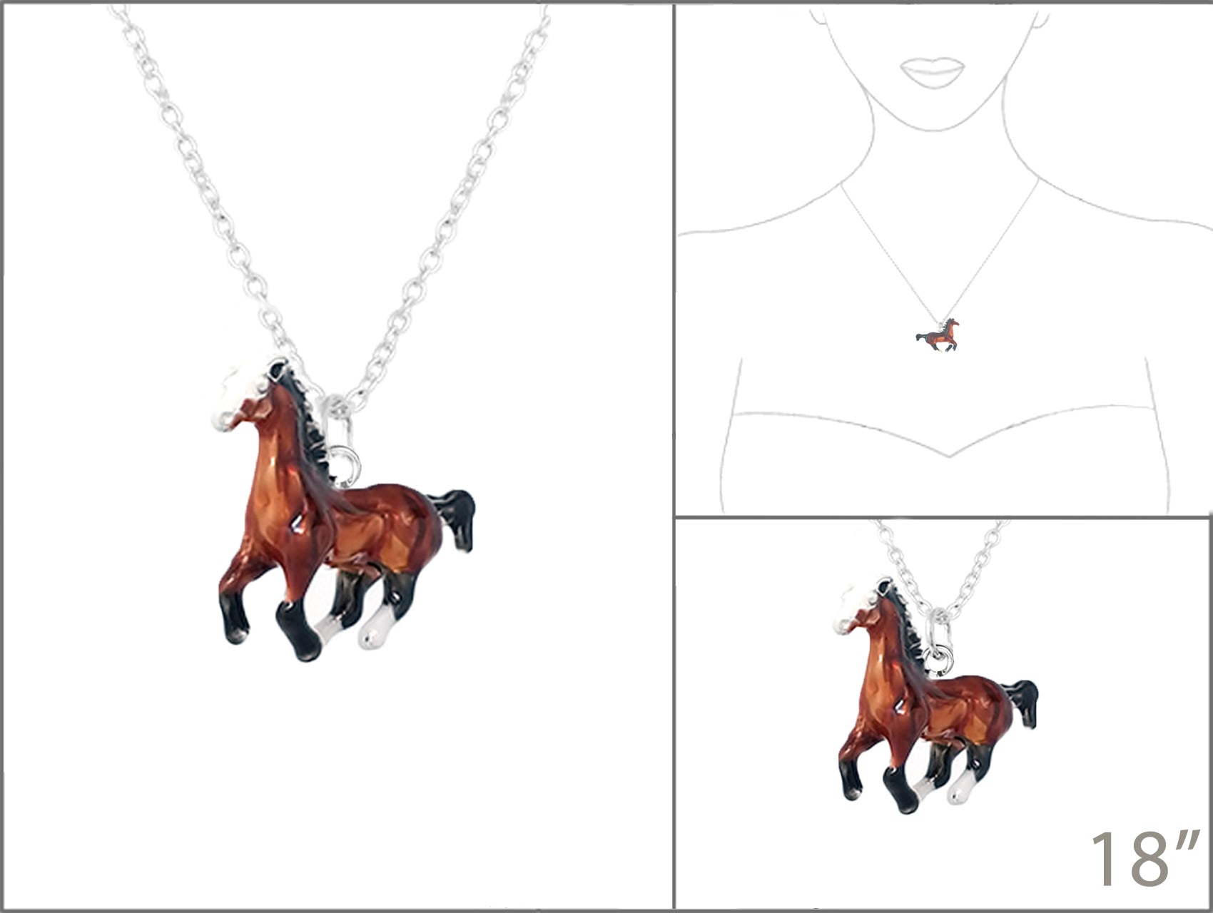 Horse Shaped Epoxy Necklace