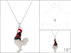 Rooster Shaped Epoxy Necklace