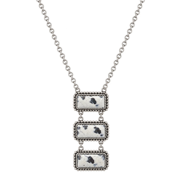 Polished Color Stone Three Square Necklace
