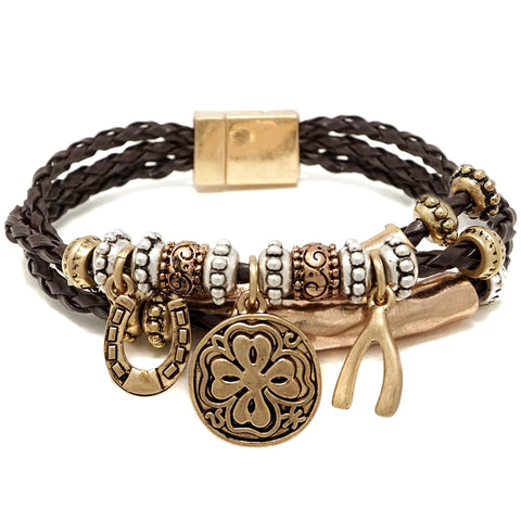 Luck and Protection Bohemian Leather Bracelet