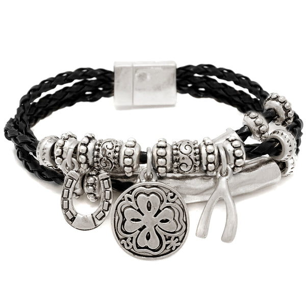 Luck and Protection Bohemian Leather Bracelet