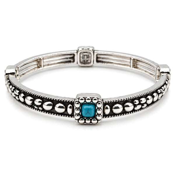 Turquoise Stone Western Slim Band Stretch Bracelet