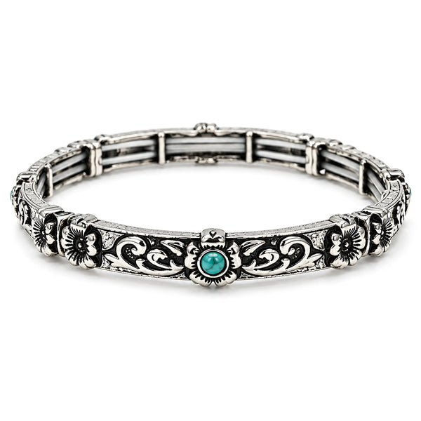 Turquoise Stone Western Slim Band Stretch Bracelet