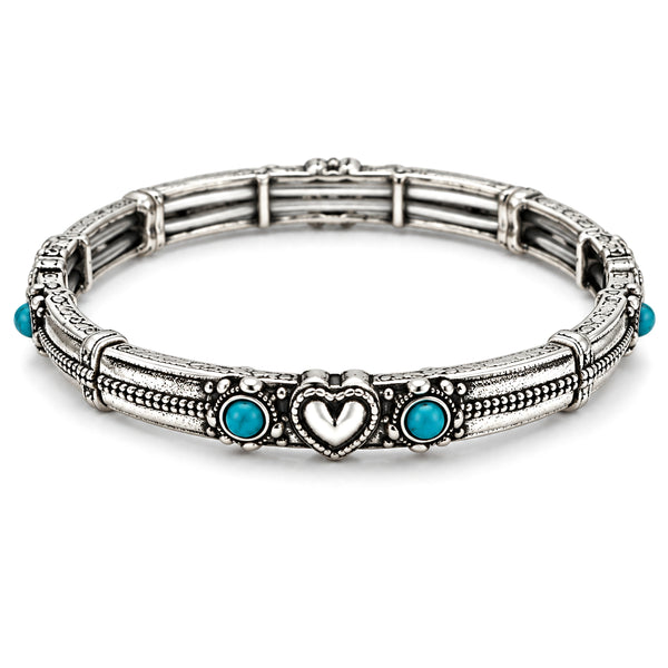 Turquoise Stone Western Slim Band Stretch Bracelet